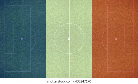 Soccer Feild Stadium. Seamless Texture Of Green Grass. France Flag.