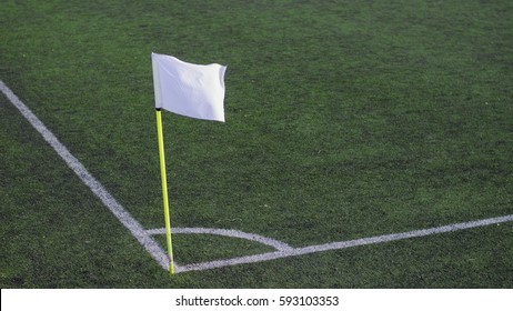 Soccer Field Corner With White Flag