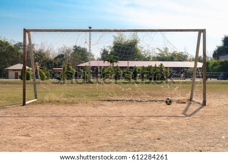 Soccer field in school the rural at Thailand.