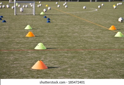 Soccer Field With Training Materials Horizontal