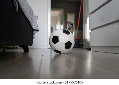 Soccer Football Ball On The Floor In Bright Room In Day No People Copy Space