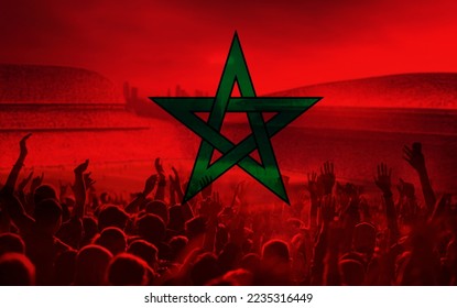soccer or football fans and Morocco flag - Shutterstock ID 2235316449