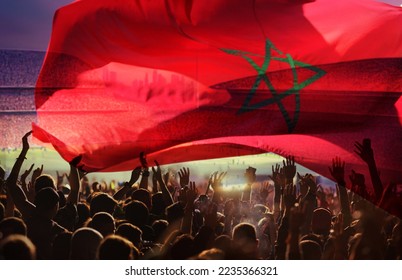 soccer or football fans and Morocco flag - Shutterstock ID 2235366321