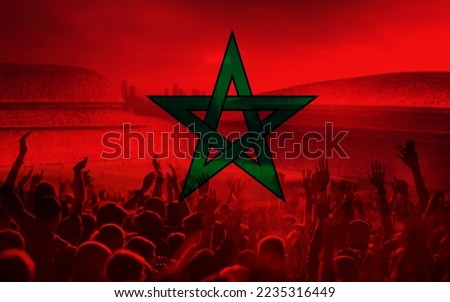 soccer or football fans and Morocco flag