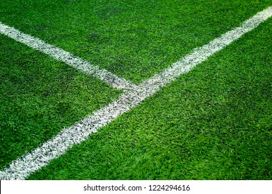 Soccer Or Football Feild With White Line