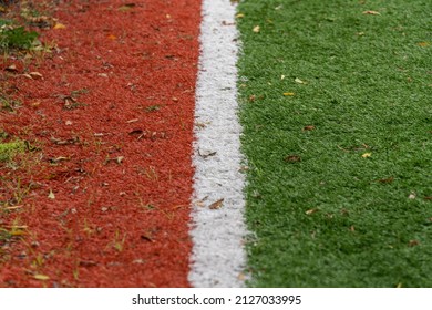 Soccer Or Football Feild With White Line