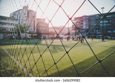 Soccer Football Field In A High School For Sport Education And School Sport Activity Concept