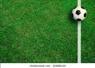 Soccer Football Field Stadium Grass Line Ball Background Texture Light Shadow On The Grass