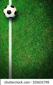 Soccer Football Field Stadium Grass Line Ball Background Texture Light Shadow On The Grass