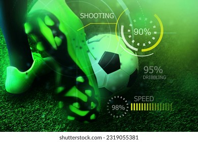 Soccer football player statistic diagram; Football training performance data analysis - Powered by Shutterstock