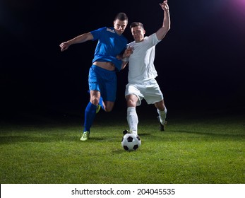 Soccer Football Team  Player Game Duel Isolated On Black Background