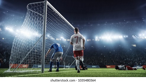 Soccer Game Moment On Professional Stadium Stock Photo 1035480364 ...