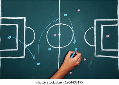 Soccer Game Plan On Balckboard