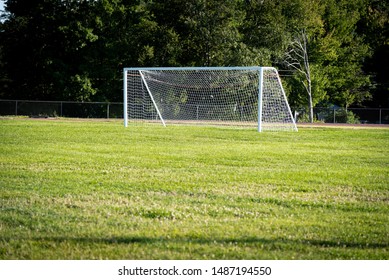 Soccer Goal On Empty Field During Summer