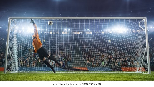 Soccer Goalkeeper Action On Soccer Stadium Stock Photo 1007042791 ...