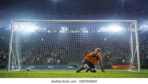 Soccer Goalkeeper Action On Soccer Stadium Stock Photo 1007042869 ...