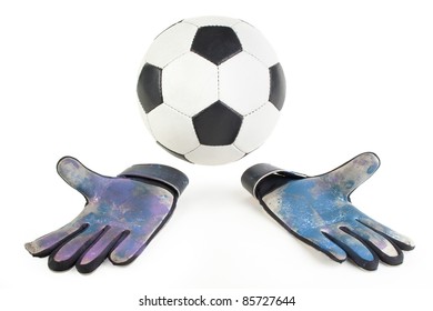 Soccer Goalkeeper Gloves And A Ball