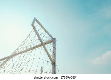 soccer goalposts with a bright background