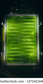 Soccer Pitch.  Bird Or Drone View. 