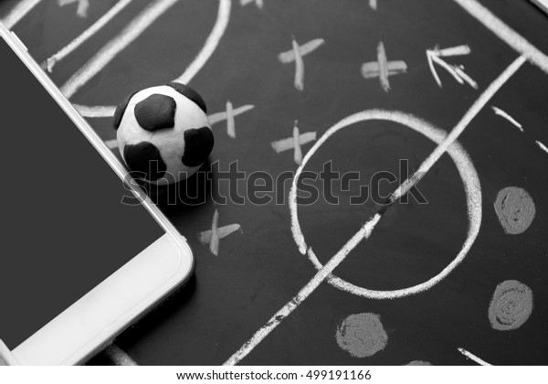 soccer plan with mobile , soccer online sport\
application concept