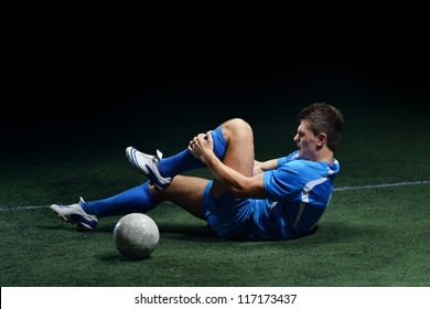 Soccer Player Have Pain Injury Accident On Football Game