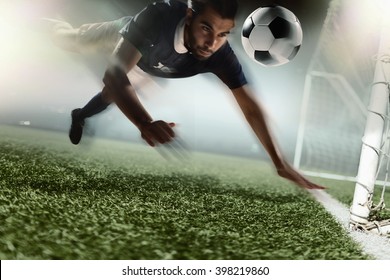 Soccer Player Heading Soccer Ball