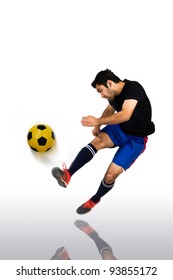 Soccer Player Shooting Football Stock Photo (Edit Now) 93855172