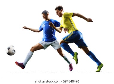 Soccer Players In Action On The White Isolated Background