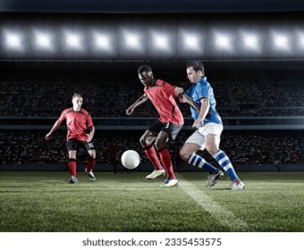 Soccer players with ball on field - Powered by Shutterstock