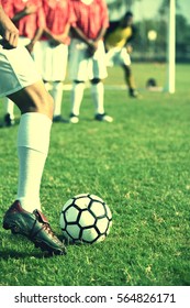 Soccer Players Preparing For A Free Kick