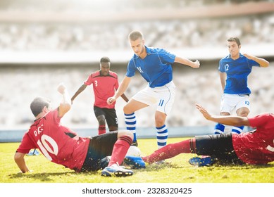 Soccer players sliding on field - Powered by Shutterstock