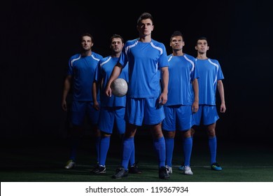 Soccer Players Team Group Isolated On Black Background