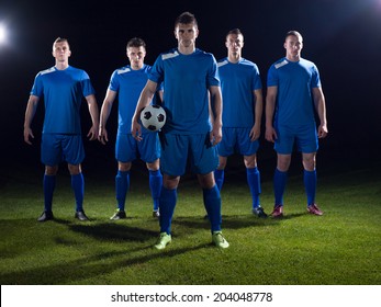 Soccer Players Team Group Isolated On Black Background