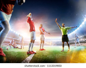 Soccer Referee Showing A Red Card