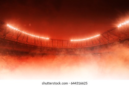 soccer stadium on red steam background