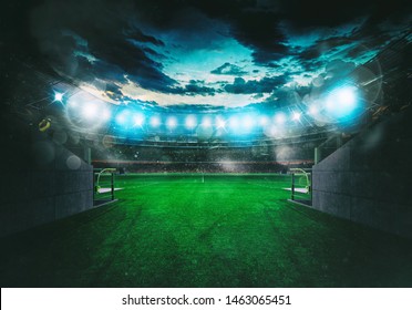 Soccer Stadium Seen By The Exit Of The Locker Room Tunnel