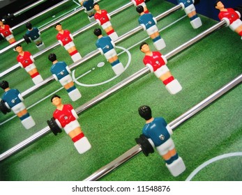 Soccer Table Game With Red And Blue Players