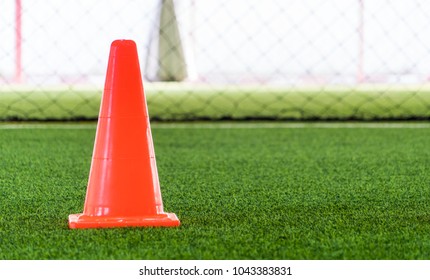 Soccer Training Cone On Indoor Soccer Training Ground