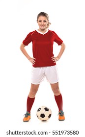 Soccer Woman Isolated On White Background