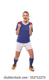 Soccer Woman Isolated On White Background