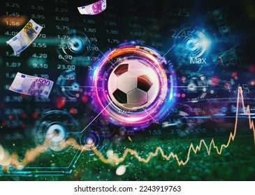 Soccerball with football online bet analytics and statistics background