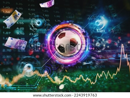 Soccerball with football online bet analytics and statistics background