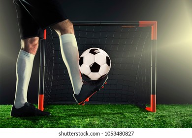 Soccersoccer Player Front Goal Close On Stock Photo 1053480827 ...