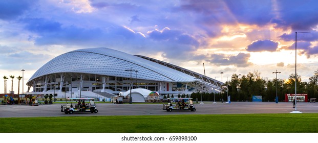 Sochi Adler, Russia - November 1, 2015: Fisht Olympic Stadium Built For XXII Sochi Winter Olympic Games 2013. Reconstruction Of Stadium Fisht For Confederations Cup 2017 & FIFA World Cup Football 2018