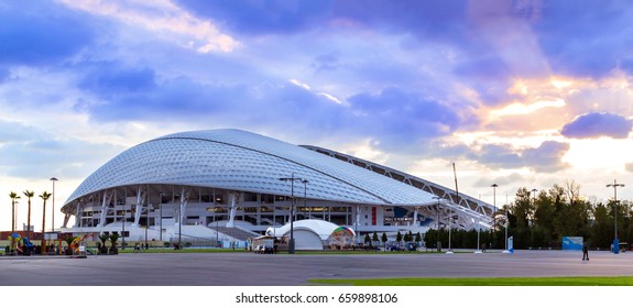 Sochi Adler, Russia - November 1, 2015: Fisht Olympic Stadium Built For XXII Sochi Winter Olympic Games 2013. Reconstruction Of Stadium Fisht For Confederations Cup 2017 & FIFA World Cup Football 2018