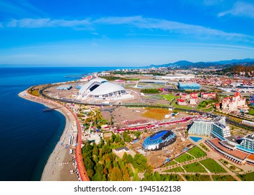 Sochi Olympic Park Aerial Panoramic View. Park Was Constructed For The 2014 Winter Olympics And Paralympics.