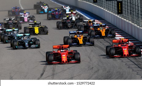 SOCHI, RUSSIA - 29 September 2019: Race Start At Formula 1 Grand Prix Of Russia 2019