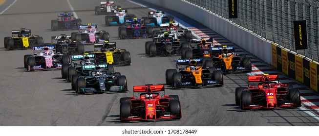 SOCHI, RUSSIA - 29 September 2019: Race Start Formula 1 Grand Prix of Russia 2019