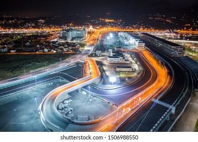 Sochi, Russia - Approx. November 2014: Formula 1 Track - Aerial View At Night