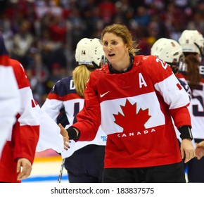 Sochi, RUSSIA - February 20, 2014: Hayley WICKENHEISER (CAN) at Canada vs. USA Ice hockey Women's Gold Medal Game at the Sochi 2014 Olympic Games